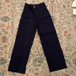Anthropologie Navy Colette Cropped Wide Leg Pants
